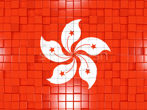 Vierkante onderdelen vlag Hong Kong 3d illustration mozaiek Stockfoto © MikhailMishchenko