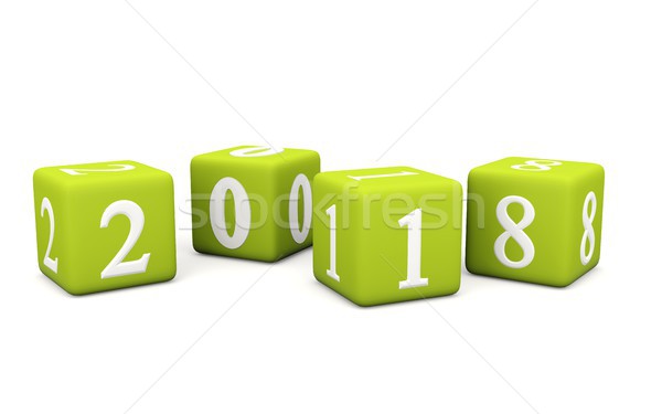 2018 New Year sign on bricks isolated on white Stock photo © MikhailMishchenko