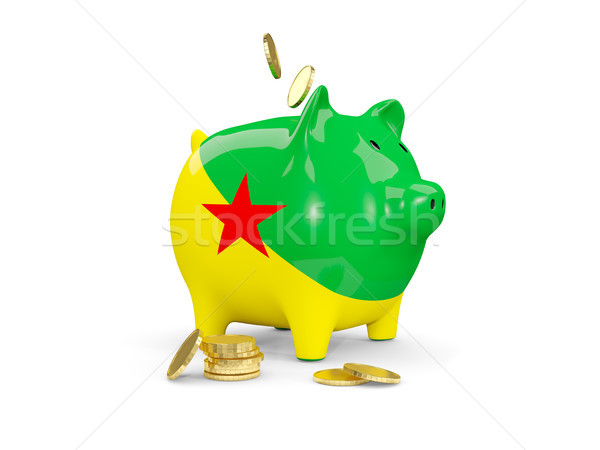 Fat piggy bank with fag of french guiana Stock photo © MikhailMishchenko