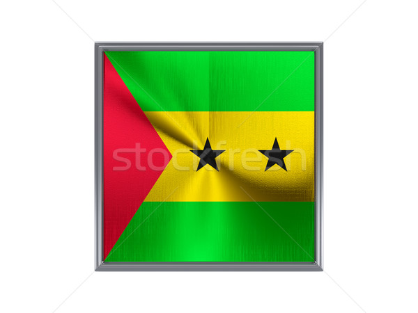 Square metal button with flag of sao tome and principe Stock photo © MikhailMishchenko