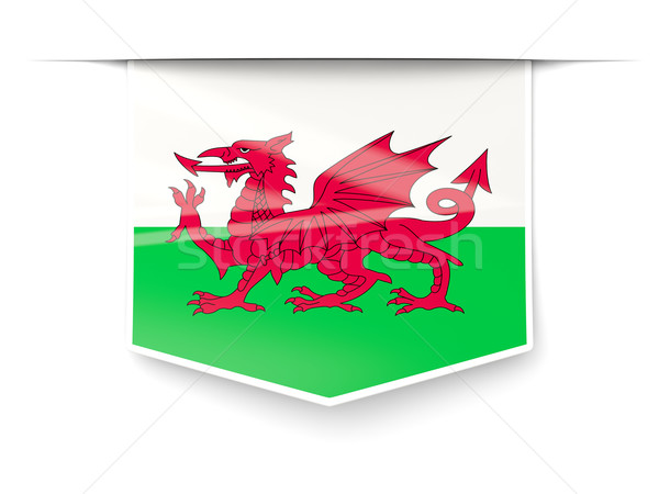 Vierkante label vlag wales geïsoleerd witte Stockfoto © MikhailMishchenko