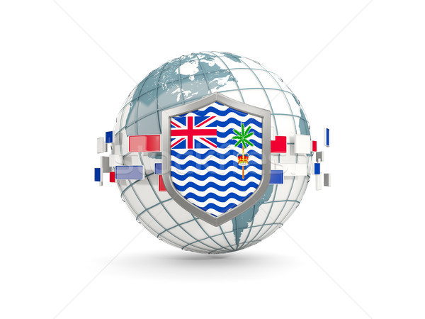 Globe and shield with flag of british indian ocean territory iso Stock photo © MikhailMishchenko