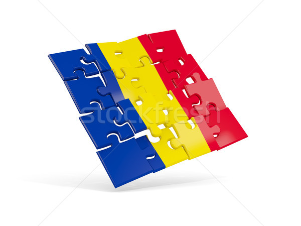 Stock fotó: Puzzle · zászló · Romania · izolált · fehér · 3d · illusztráció