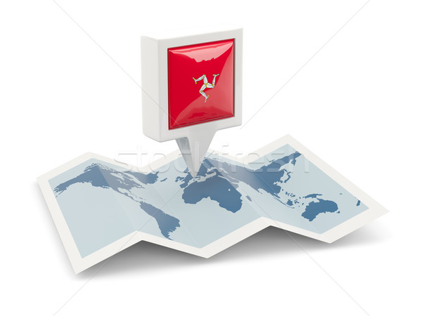 Square pin with flag of isle of man on the map Stock photo © MikhailMishchenko