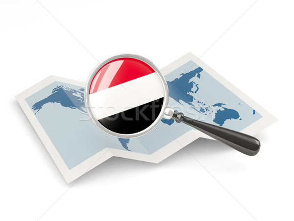 Magnified flag of yemen with map Stock photo © MikhailMishchenko