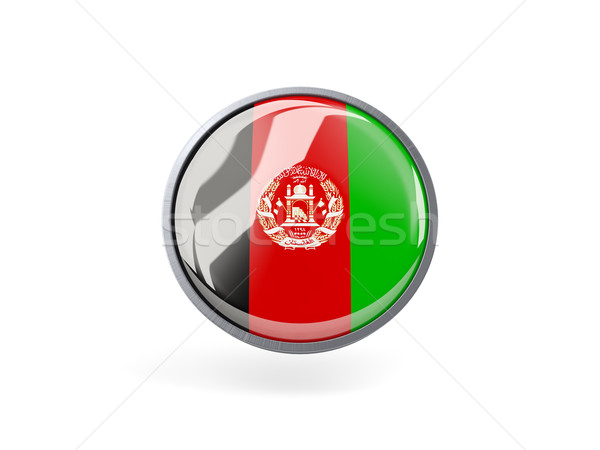 Ikona banderą Afganistan metal ramki podróży Zdjęcia stock © MikhailMishchenko