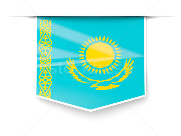 Stockfoto: Vierkante · label · vlag · Kazachstan · geïsoleerd · witte