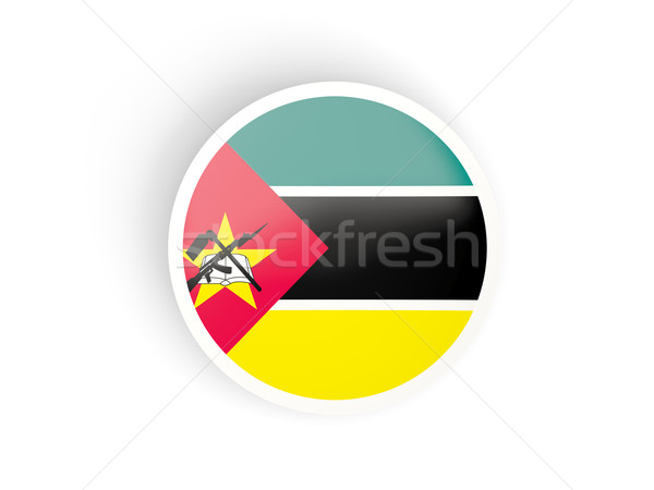 Stock photo: Round sticker with flag of mozambique