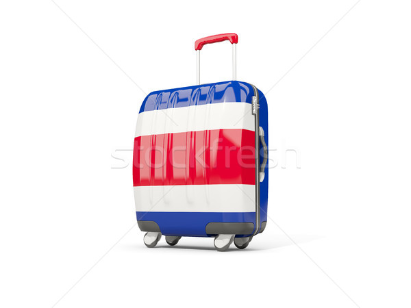 ストックフォト: 荷物 · フラグ · スーツケース · 孤立した · 白 · 3次元の図