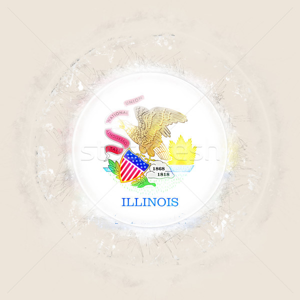 illinois state flag on a round grunge icon. United states local  Stock photo © MikhailMishchenko