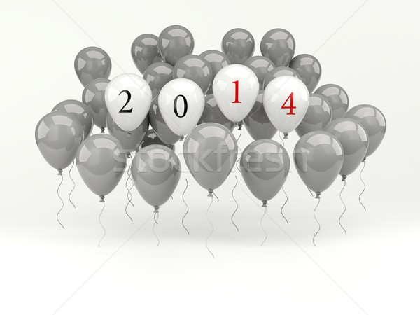 Air ballons 2014 nouvelle année signe blanche [[stock_photo]] © MikhailMishchenko