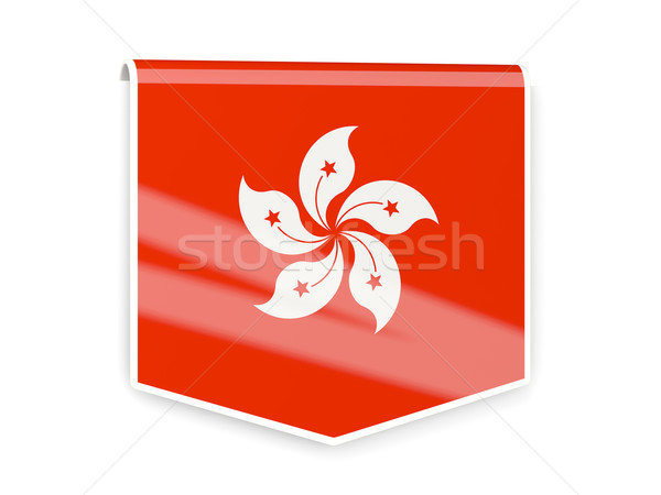 Stock photo: Flag label of hong kong