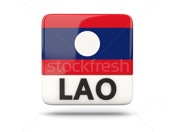 Praça ícone bandeira Laos iso código Foto stock © MikhailMishchenko