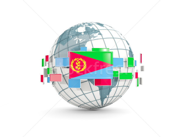 Globe with flag of eritrea isolated on white Stock photo © MikhailMishchenko