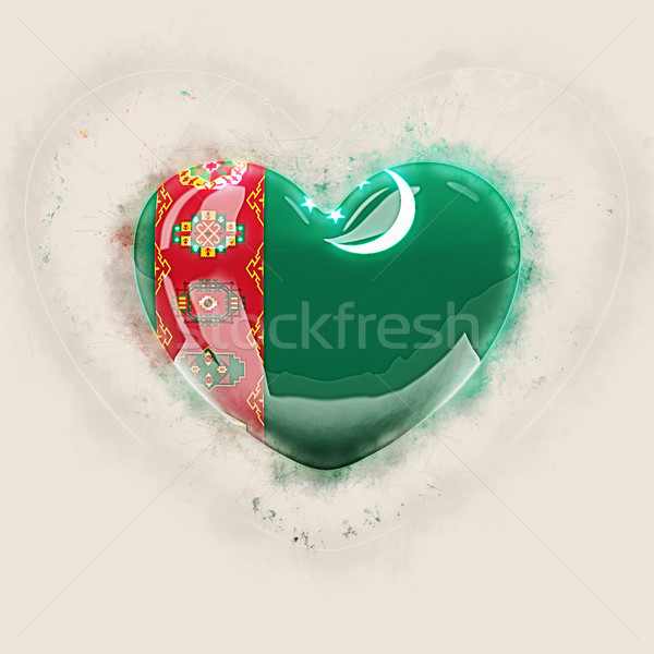 Corazón bandera Turkmenistán grunge 3d viaje Foto stock © MikhailMishchenko