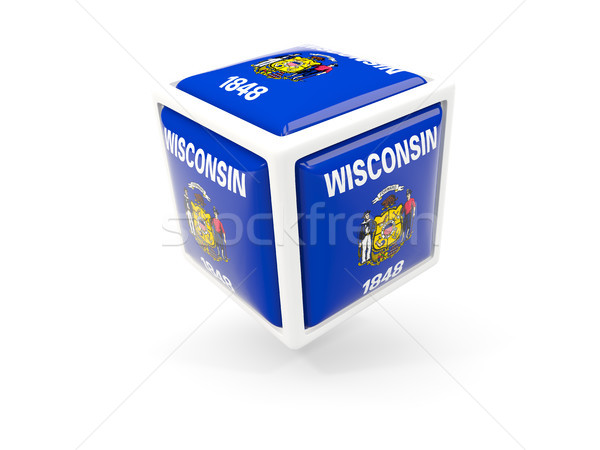 Foto stock: Wisconsin · bandera · cubo · icono · Estados · Unidos · local