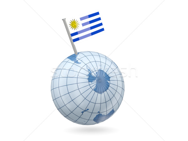Földgömb zászló Uruguay kék izolált fehér Stock fotó © MikhailMishchenko
