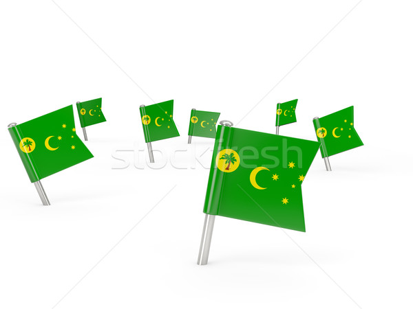 Square pins with flag of cocos islands Stock photo © MikhailMishchenko