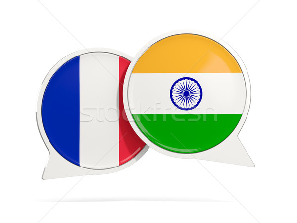 Stock photo: Chat bubbles of France and India isolated on white