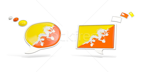Twee chat iconen vlag Bhutan vierkante Stockfoto © MikhailMishchenko