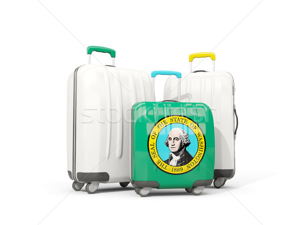 Luggage with flag of washington. Three bags with united states l Stock photo © MikhailMishchenko