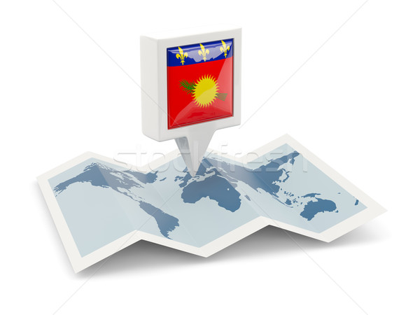 Square pin with flag of guadeloupe on the map Stock photo © MikhailMishchenko