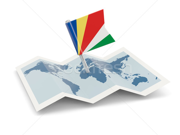Kaart vlag Seychellen geïsoleerd witte Stockfoto © MikhailMishchenko