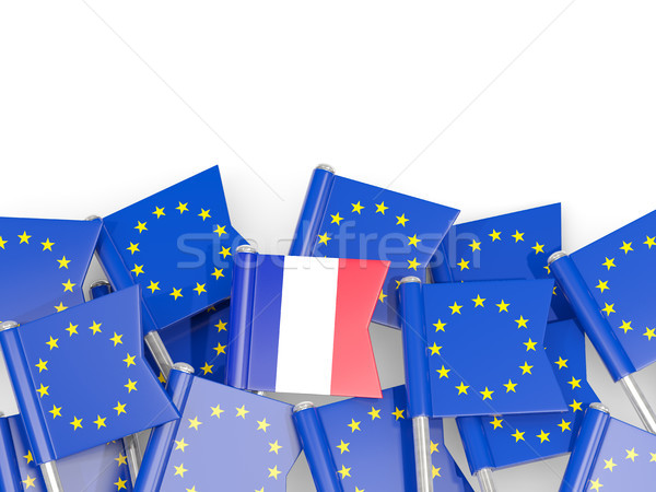 Flag pins of France and EU isolated on white Stock photo © MikhailMishchenko