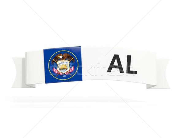 Stock photo: utah state flag on banner with postal abbreviation isolated on w