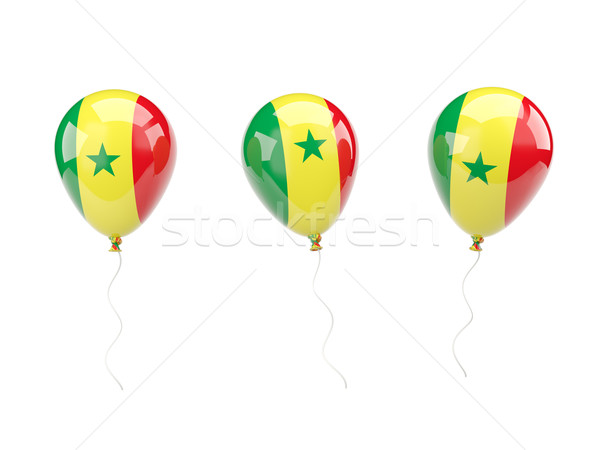 Stockfoto: Lucht · ballonnen · vlag · Senegal · geïsoleerd · witte