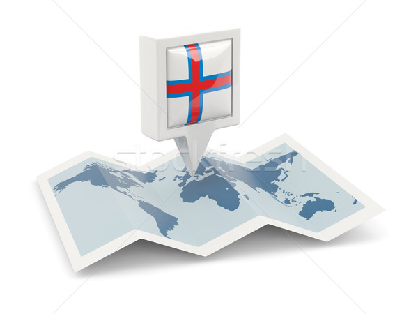 Square pin with flag of faroe islands on the map Stock photo © MikhailMishchenko
