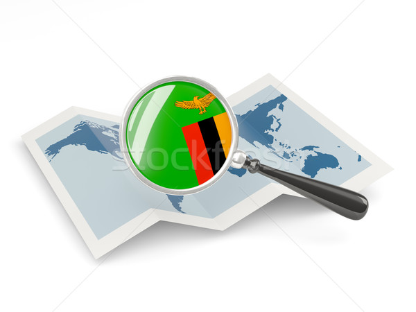 Banderą Zambia Pokaż podróży Zdjęcia stock © MikhailMishchenko