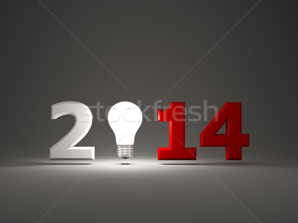 2014年 新年 簽署 燈泡 灰色 設計 商業照片 © MikhailMishchenko