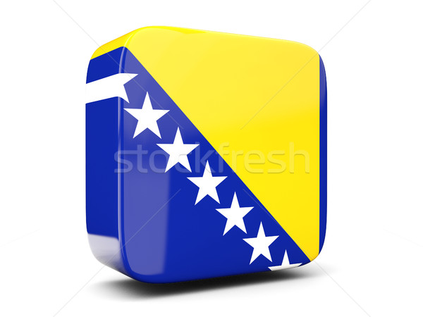 Square icon with flag of bosnia and herzegovina square. 3D illus Stock photo © MikhailMishchenko