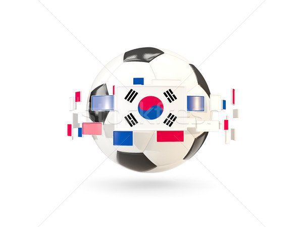 Soccer ball with line of flags. Flag of south korea Stock photo © MikhailMishchenko