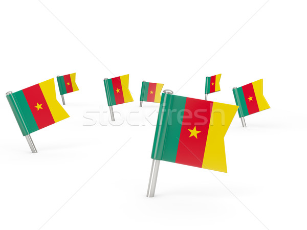Vierkante vlag Kameroen geïsoleerd witte land Stockfoto © MikhailMishchenko