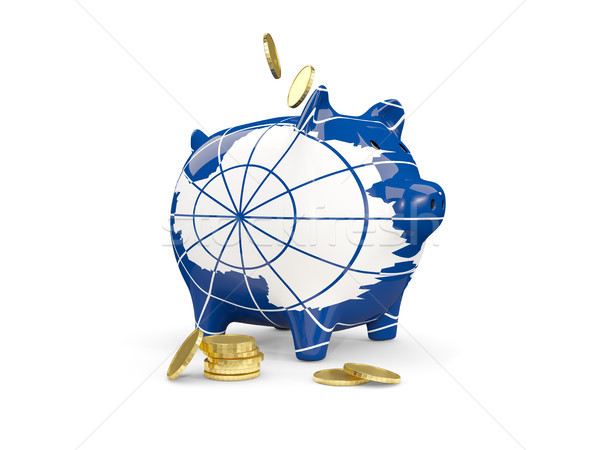 Fat piggy bank with fag of antarctica Stock photo © MikhailMishchenko