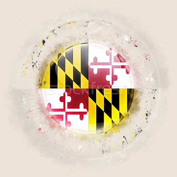 Stock photo: maryland state flag on a round grunge icon. United states local 
