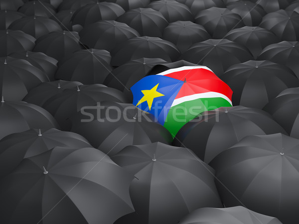 Guarda-chuva bandeira sul Sudão preto guarda-chuvas Foto stock © MikhailMishchenko