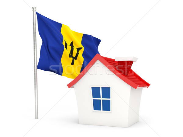 Stock foto: Haus · Flagge · Barbados · isoliert · weiß