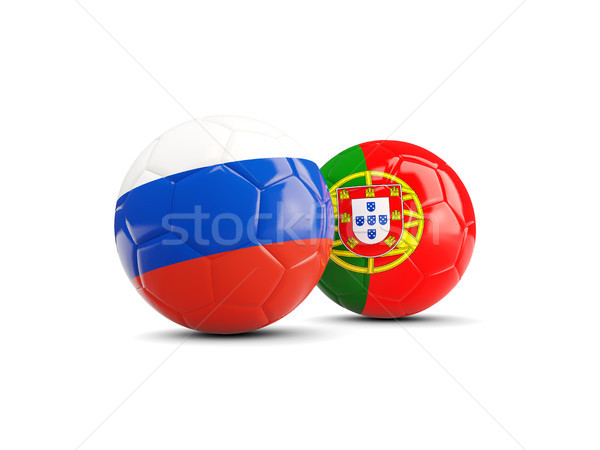 Two footballs with flags of Russia and Portugal isolated on whit Stock photo © MikhailMishchenko
