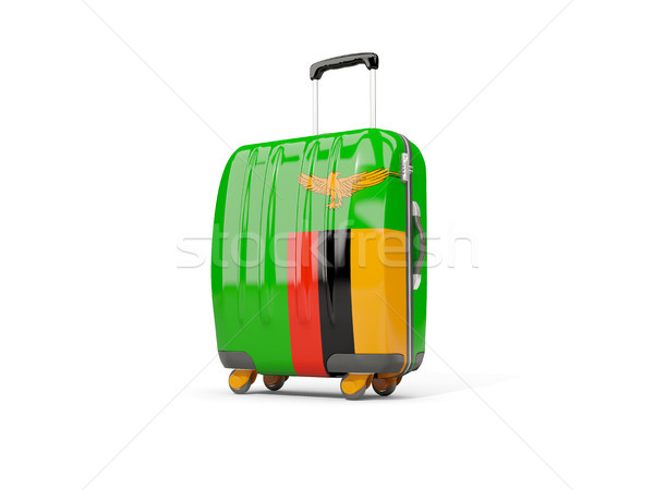 Luggage with flag of zambia. Suitcase isolated on white Stock photo © MikhailMishchenko