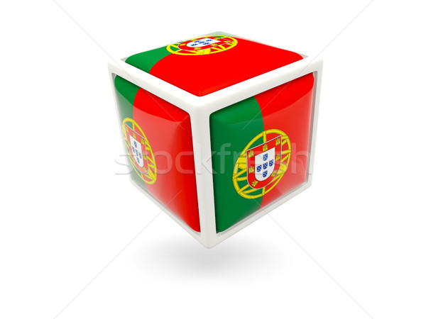 Banderą Portugalia kostki ikona odizolowany biały Zdjęcia stock © MikhailMishchenko