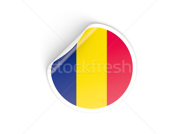 Foto stock: Etiqueta · bandera · Chad · aislado · blanco · viaje