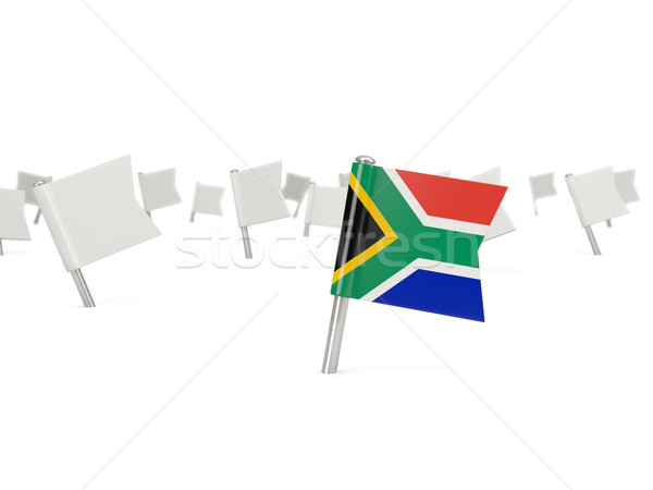 Platz Pin Flagge Südafrika isoliert weiß Stock foto © MikhailMishchenko