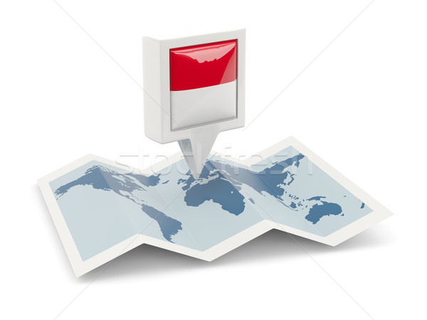 Square pin with flag of indonesia on the map Stock photo © MikhailMishchenko