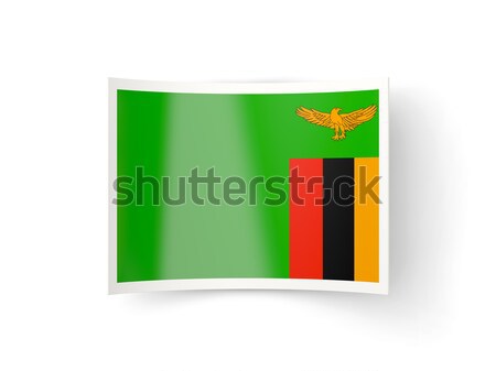 Placu ikona banderą Zambia refleksji biały Zdjęcia stock © MikhailMishchenko