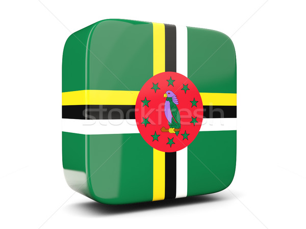 Praça ícone bandeira Dominica ilustração 3d isolado Foto stock © MikhailMishchenko