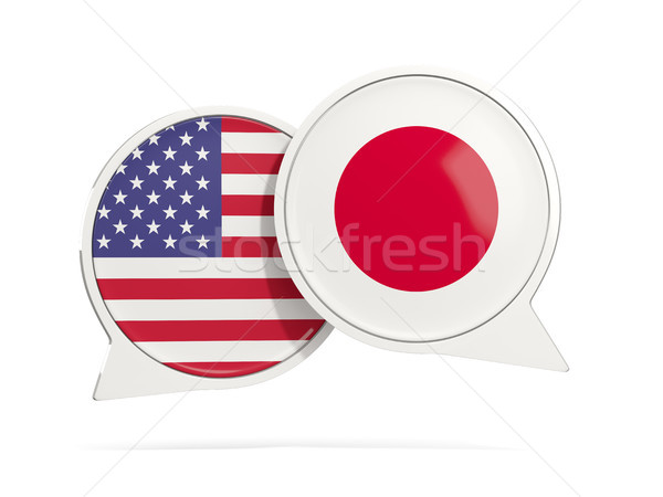 Chat bubbles of USA and Japan isolated on white Stock photo © MikhailMishchenko