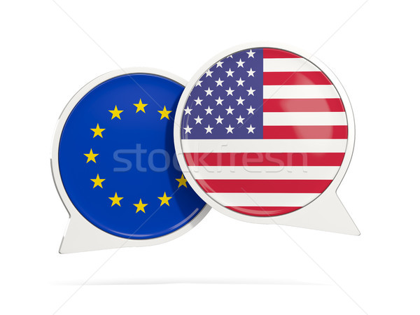Chat buborékok EU USA izolált fehér Stock fotó © MikhailMishchenko